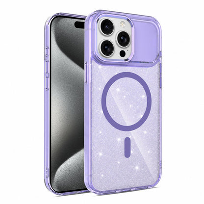 For iPhone 15 Pro Max Luxury Glitter TPU + PC Magnetic Phone Case - Purple - EDA009853309E