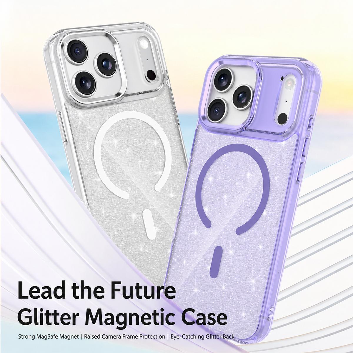 For iPhone Air Luxury Glitter TPU + PC Magnetic Phone Case - Purple - EDA009853304E