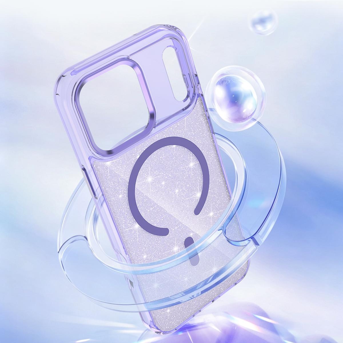 For iPhone Air Luxury Glitter TPU + PC Magnetic Phone Case - Purple - EDA009853304E