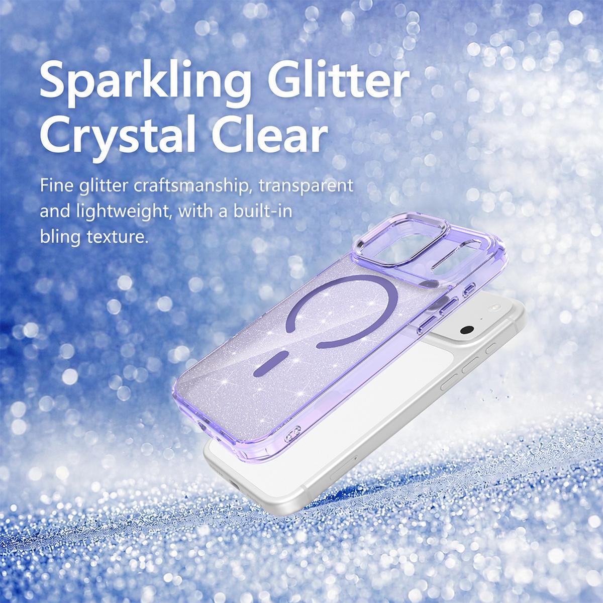 For iPhone 16 Luxury Glitter TPU + PC Magnetic Phone Case - Purple - EDA009853308E