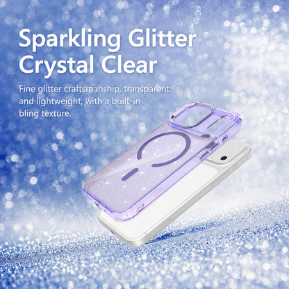 For iPhone Air Luxury Glitter TPU + PC Magnetic Phone Case - Purple - EDA009853304E