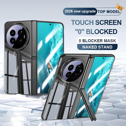 For vivo X Fold6 5G Electroplating Transparent Shockproof Phone Case with Hinge Holder - Black - EDA009860501A