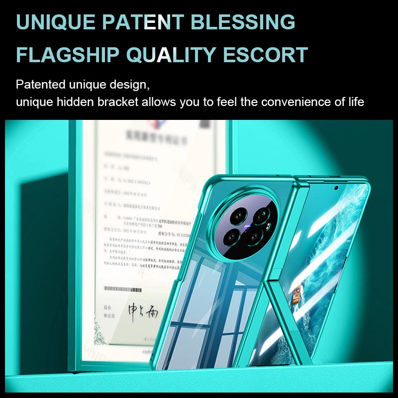 For vivo X Fold6 5G Electroplating Transparent Shockproof Phone Case with Hinge Holder - Black - EDA009860501A