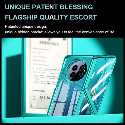 For vivo X Fold6 5G Electroplating Transparent Shockproof Phone Case with Hinge Holder - White - EDA009860501B