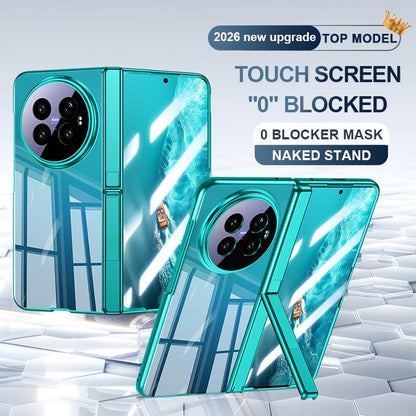 For vivo X Fold6 5G Electroplating Transparent Shockproof Phone Case with Hinge Holder - Green - EDA009860501C