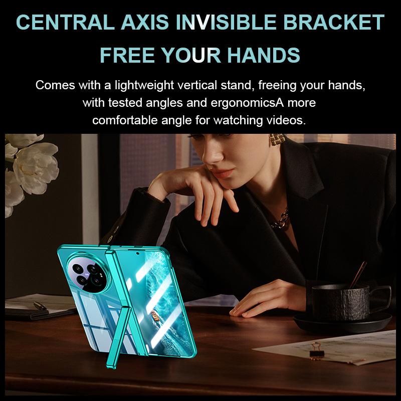 For vivo X Fold6 5G Electroplating Transparent Shockproof Phone Case with Hinge Holder - Green - EDA009860501C