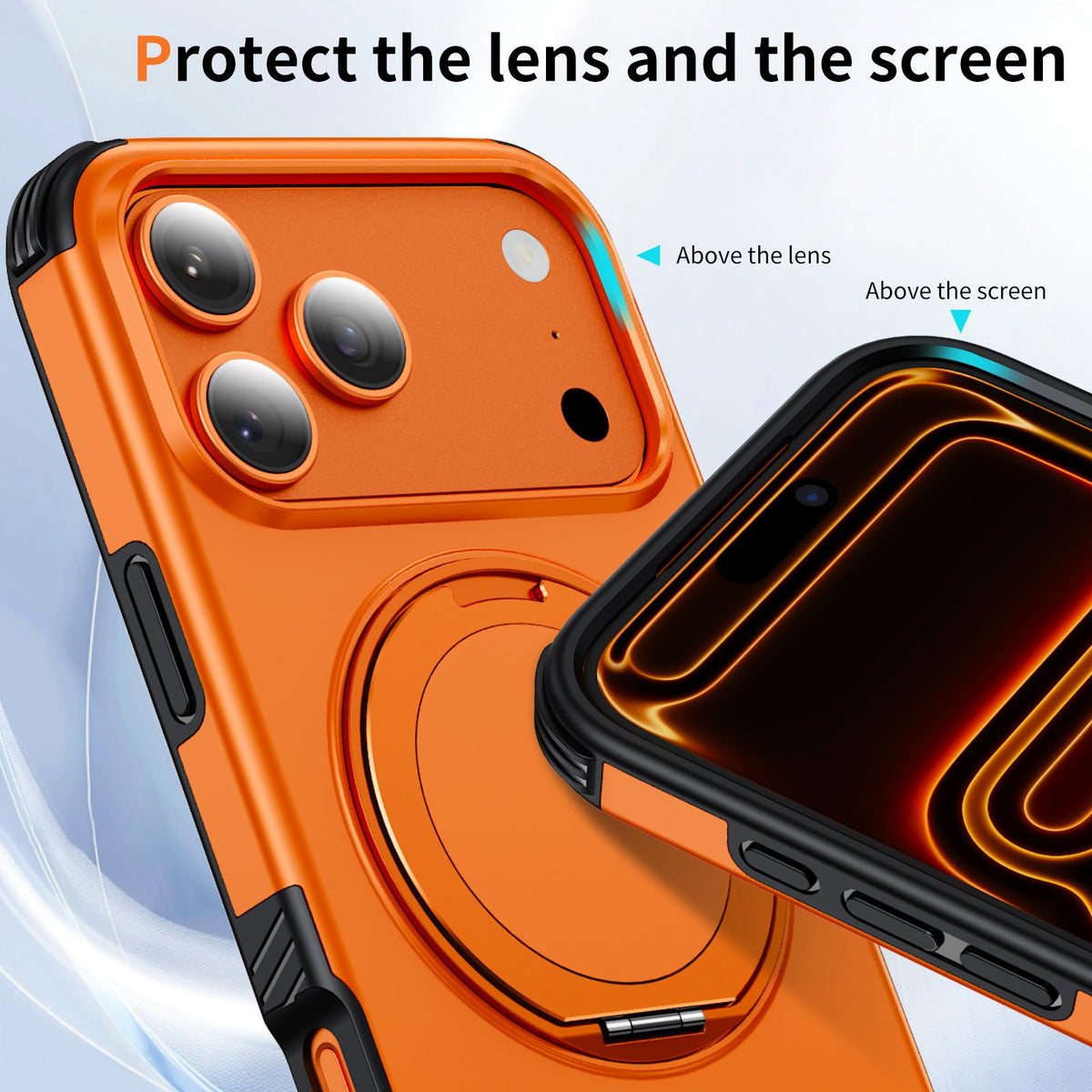 For iPhone 17 Pro Magnetic 360 Rotating Holder Phone Case - Orange - EDA009861201A