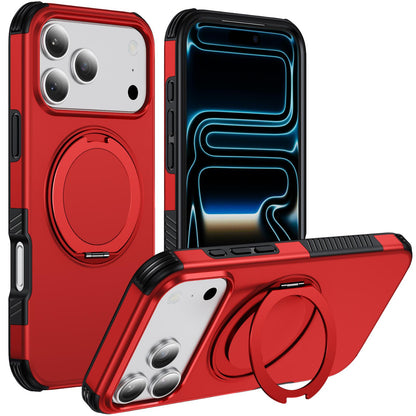 For iPhone 17 Pro Magnetic 360 Rotating Holder Phone Case - Red - EDA009861201D