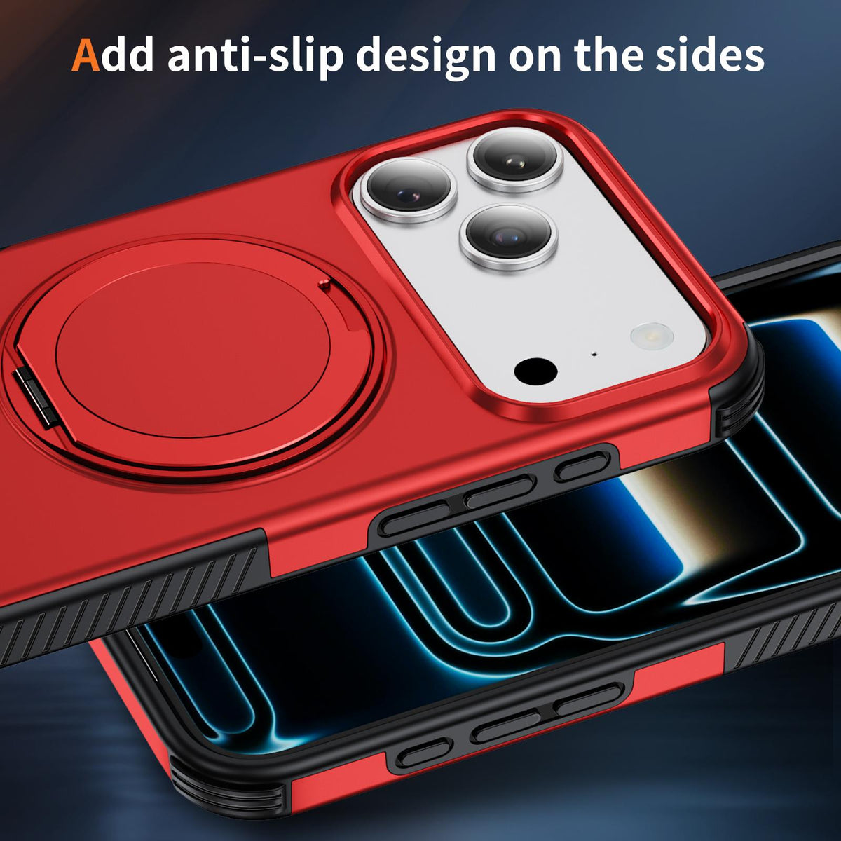 For iPhone 17 Pro Magnetic 360 Rotating Holder Phone Case - Red - EDA009861201D