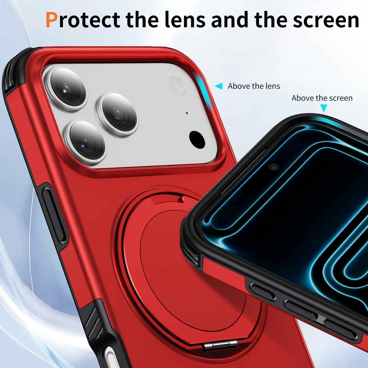 For iPhone 17 Pro Magnetic 360 Rotating Holder Phone Case - Red - EDA009861201D