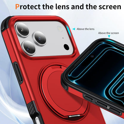 For iPhone 17 Pro Magnetic 360 Rotating Holder Phone Case - Red - EDA009861201D
