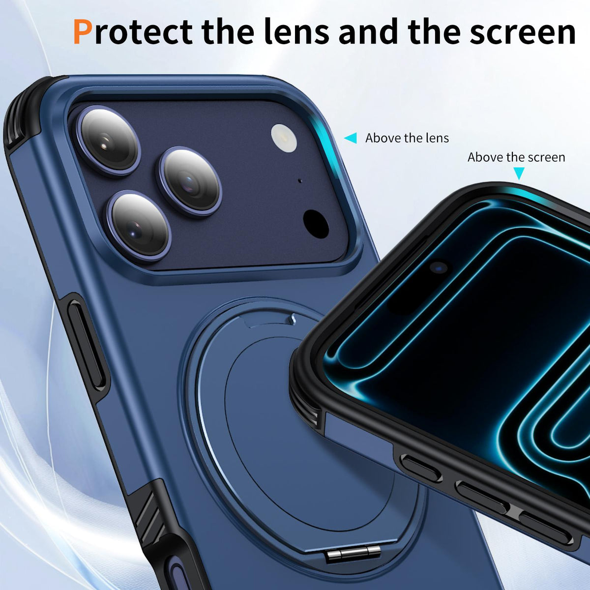 For iPhone 17 Pro Magnetic 360 Rotating Holder Phone Case - Blue - EDA009861201E