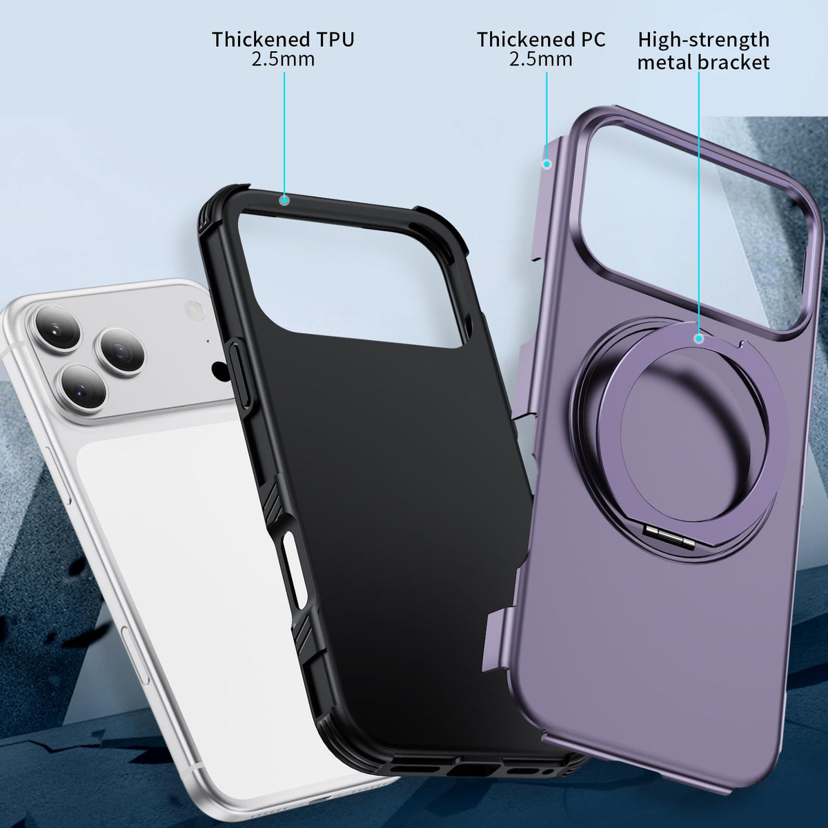 For iPhone 17 Pro Magnetic 360 Rotating Holder Phone Case - Light Purple - EDA009861201F