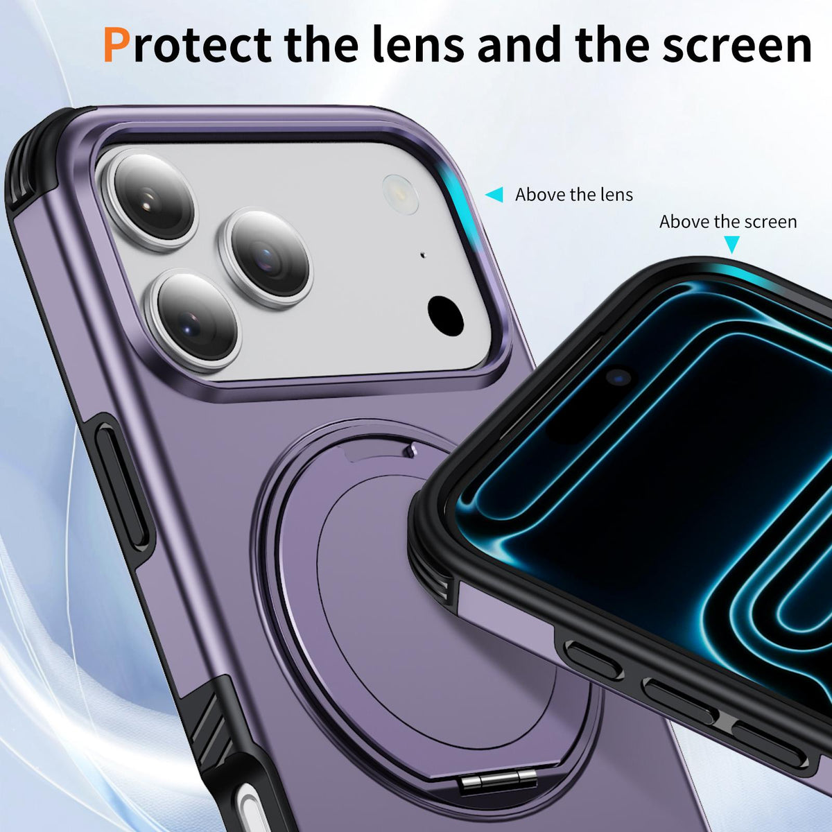 For iPhone 17 Pro Magnetic 360 Rotating Holder Phone Case - Light Purple - EDA009861201F