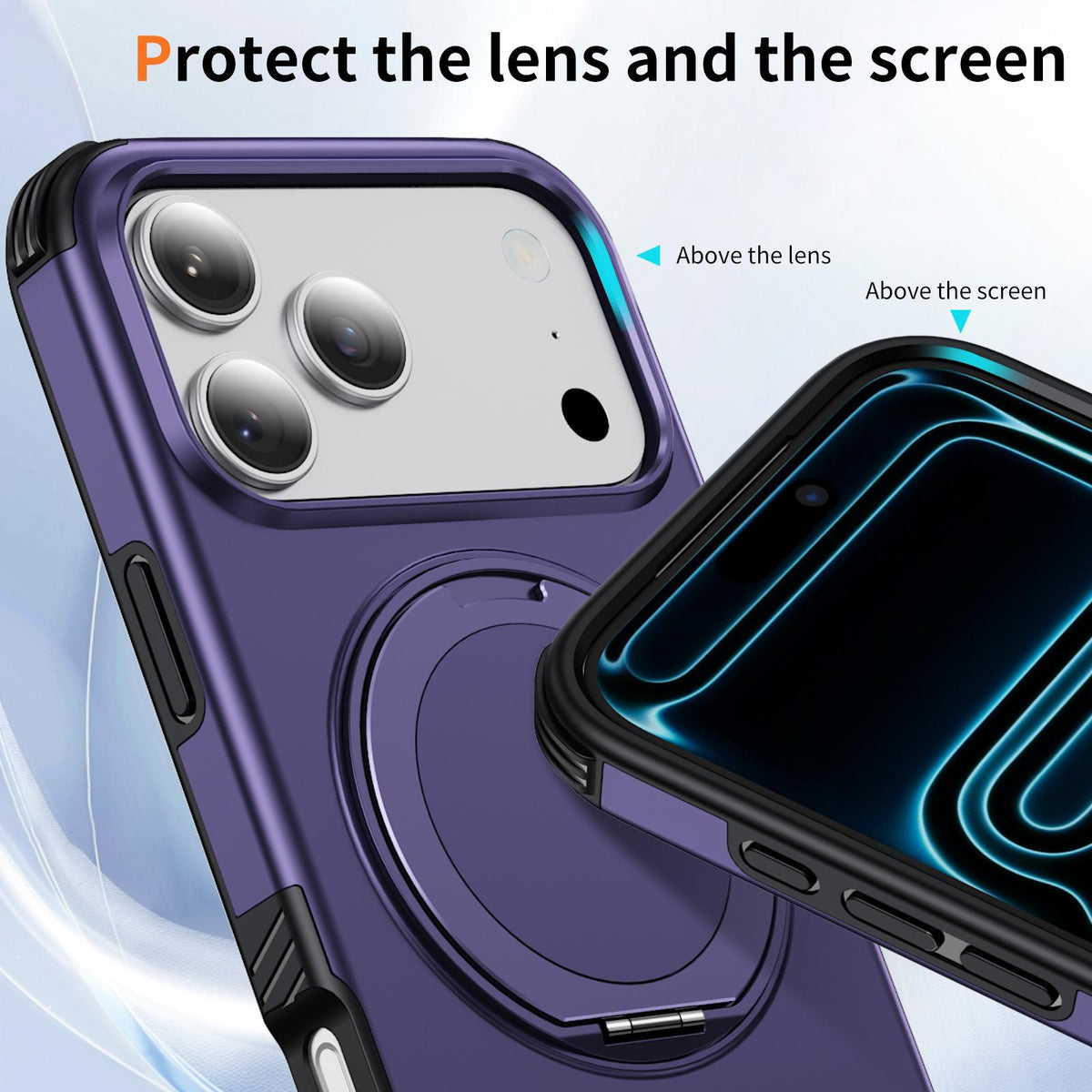 For iPhone 17 Pro Magnetic 360 Rotating Holder Phone Case - Dark Purple - EDA009861201G