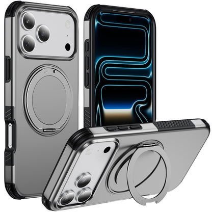 For iPhone 17 Pro Magnetic 360 Rotating Holder Phone Case - Silver - EDA009861201H