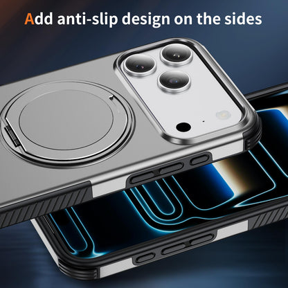 For iPhone 17 Pro Magnetic 360 Rotating Holder Phone Case - Silver - EDA009861201H