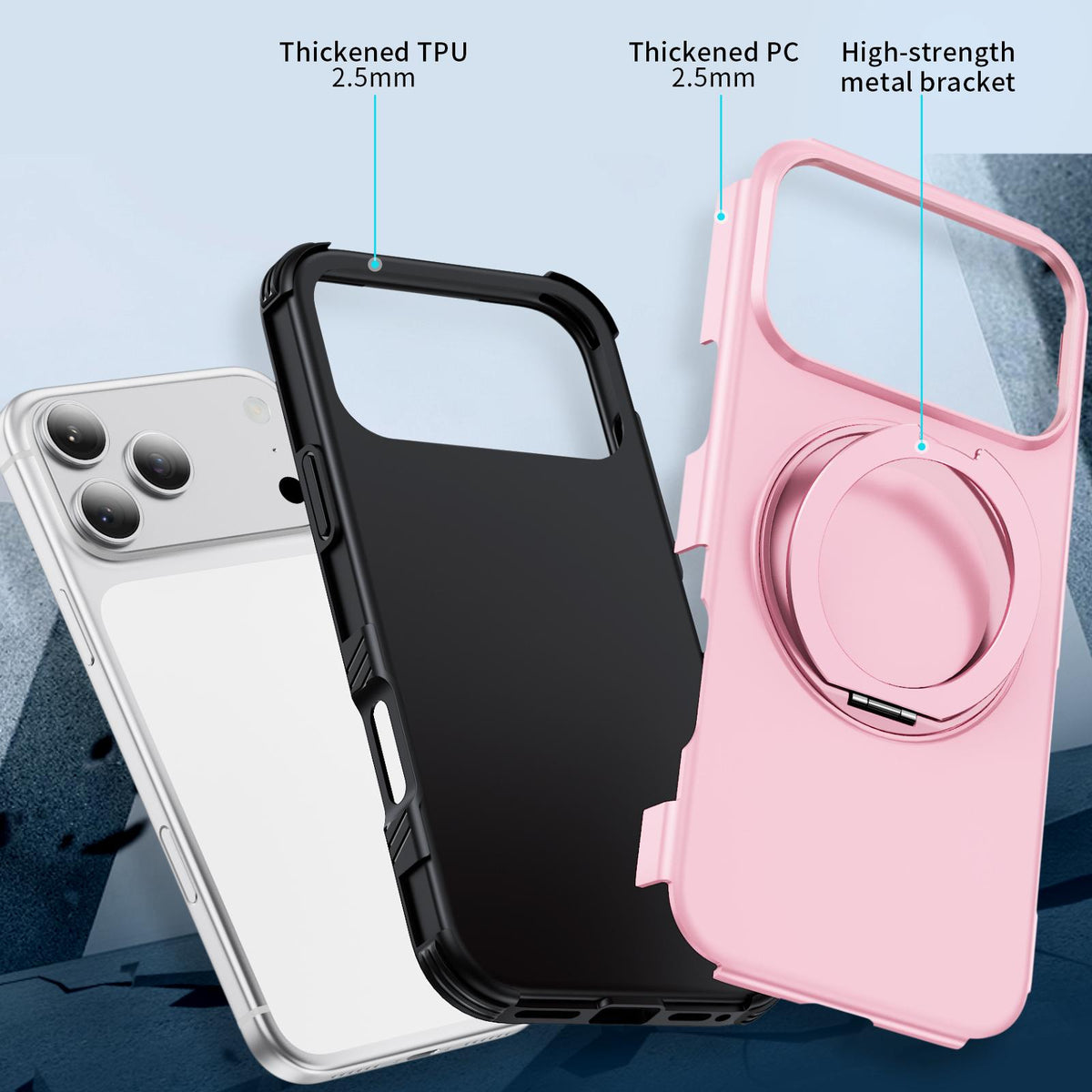For iPhone 17 Pro Max Magnetic 360 Rotating Holder Phone Case - Pink - EDA009861202B