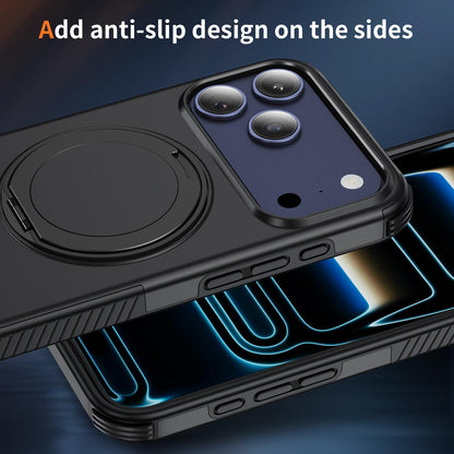 For iPhone 17 Pro Max Magnetic 360 Rotating Holder Phone Case - Black - EDA009861202C
