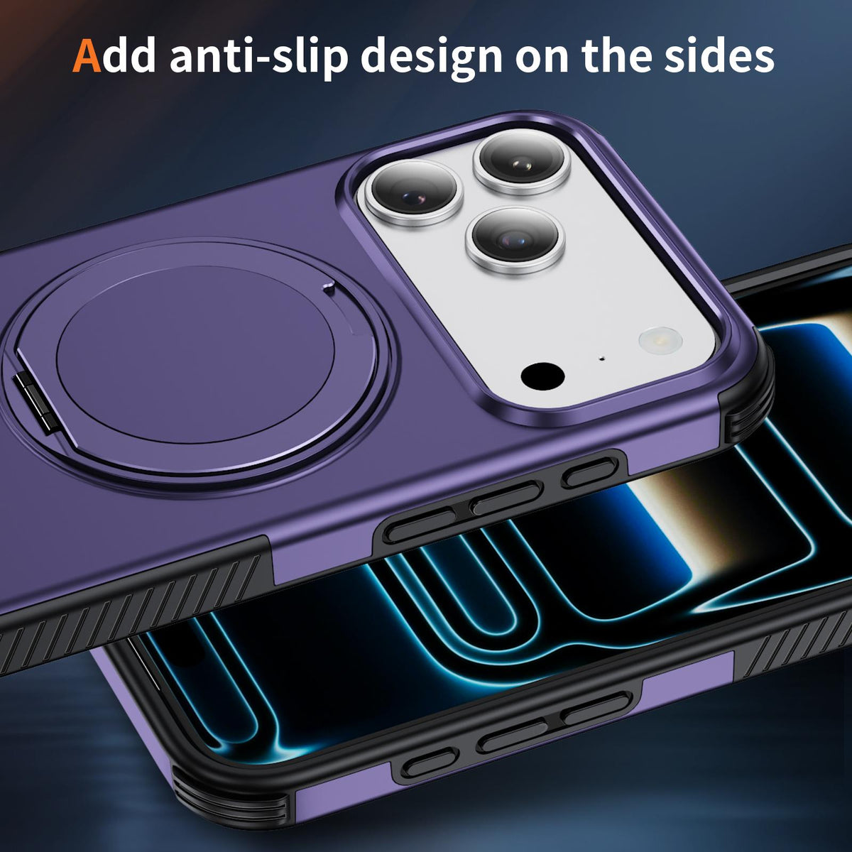 For iPhone 17 Pro Max Magnetic 360 Rotating Holder Phone Case - Dark Purple - EDA009861202G