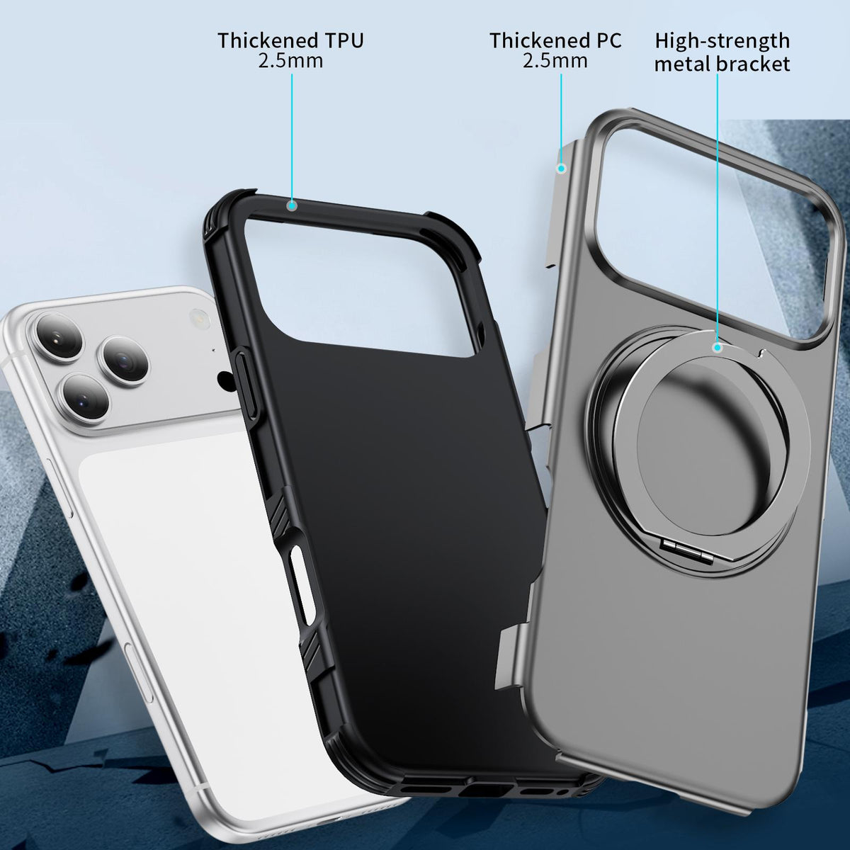 For iPhone 17 Pro Max Magnetic 360 Rotating Holder Phone Case - Silver - EDA009861202H