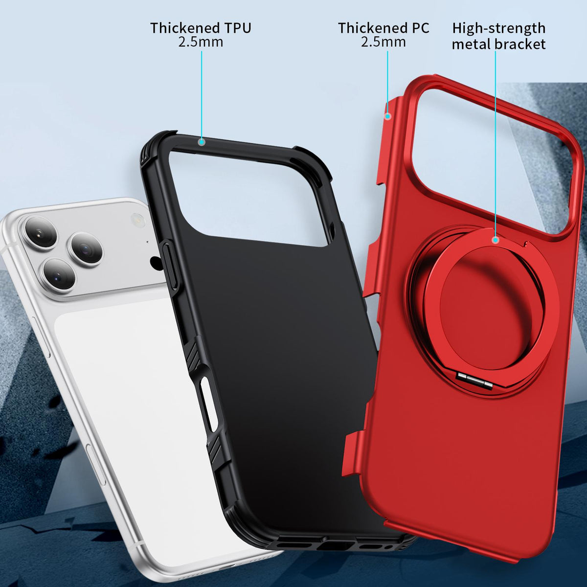 For iPhone 18 Pro Magnetic 360 Rotating Holder Phone Case - Red - EDA009861203D