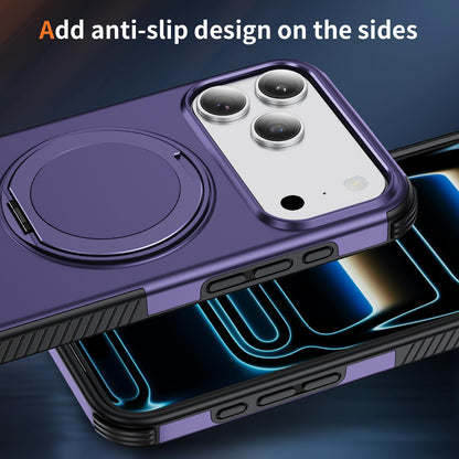 For iPhone 18 Pro Magnetic 360 Rotating Holder Phone Case - Dark Purple - EDA009861203G