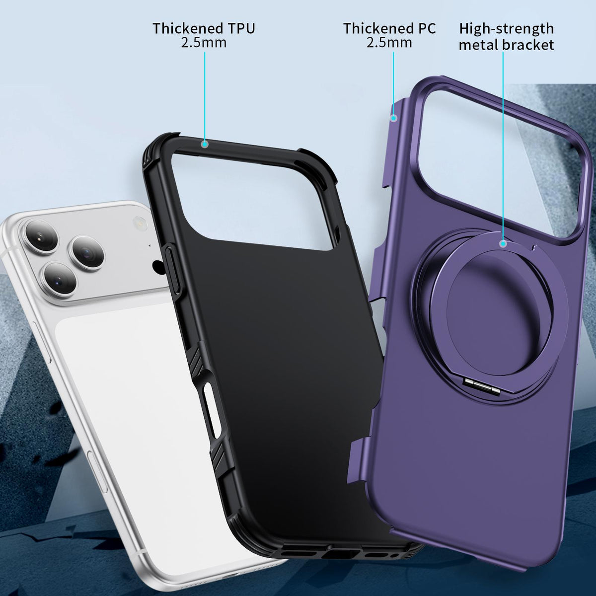 For iPhone 18 Pro Magnetic 360 Rotating Holder Phone Case - Dark Purple - EDA009861203G