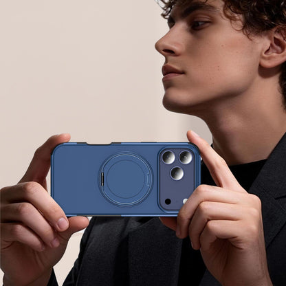 For iPhone 18 Pro Max Magnetic 360 Rotating Holder Phone Case - Blue - EDA009861204E