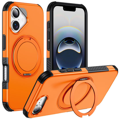 For iPhone 17e / 16e Magnetic 360 Rotating Holder Phone Case - Orange - EDA009861205A
