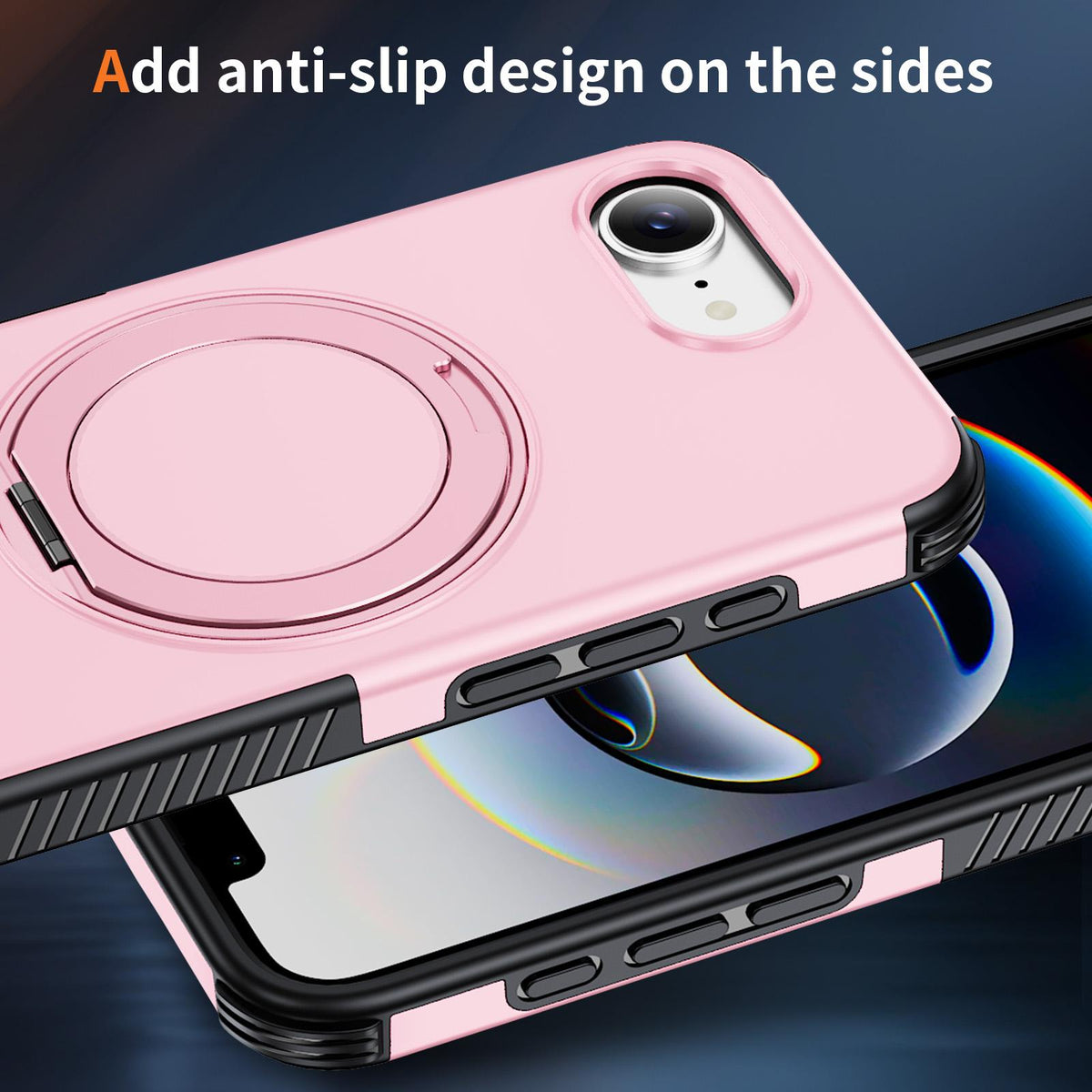 For iPhone 17e / 16e Magnetic 360 Rotating Holder Phone Case - Pink - EDA009861205B