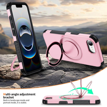 For iPhone 17e / 16e Magnetic 360 Rotating Holder Phone Case - Pink - EDA009861205B