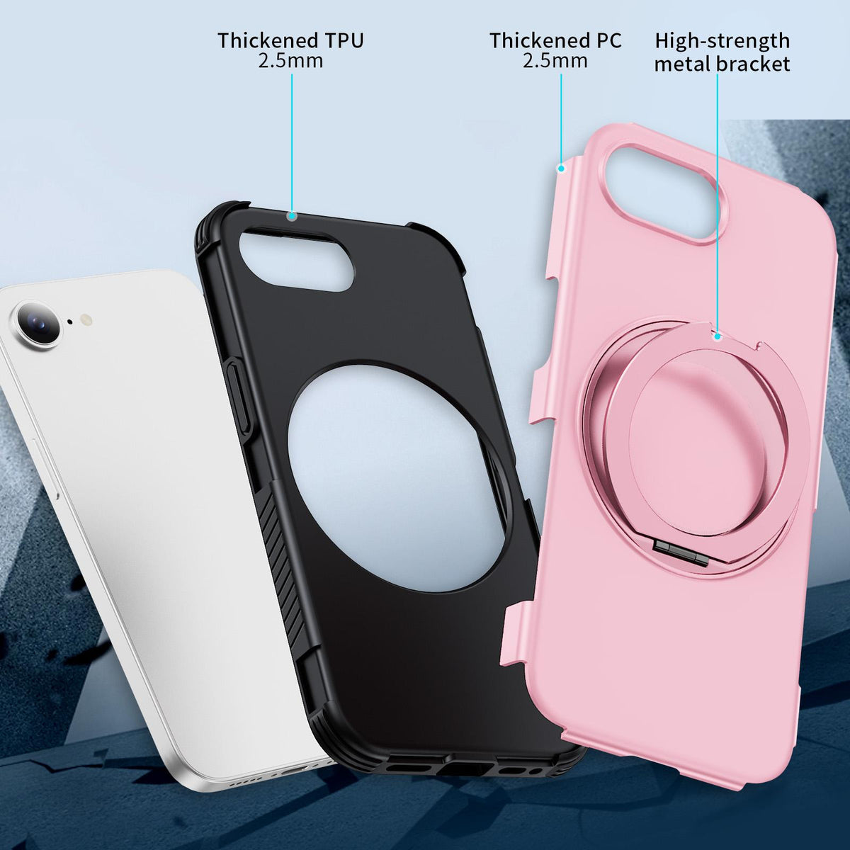 For iPhone 17e / 16e Magnetic 360 Rotating Holder Phone Case - Pink - EDA009861205B