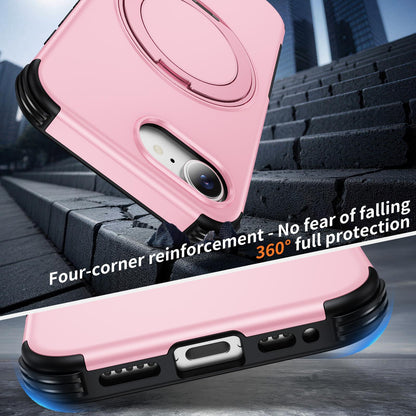 For iPhone 17e / 16e Magnetic 360 Rotating Holder Phone Case - Pink - EDA009861205B