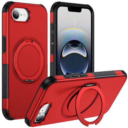 For iPhone 17e / 16e Magnetic 360 Rotating Holder Phone Case - Red - EDA009861205D