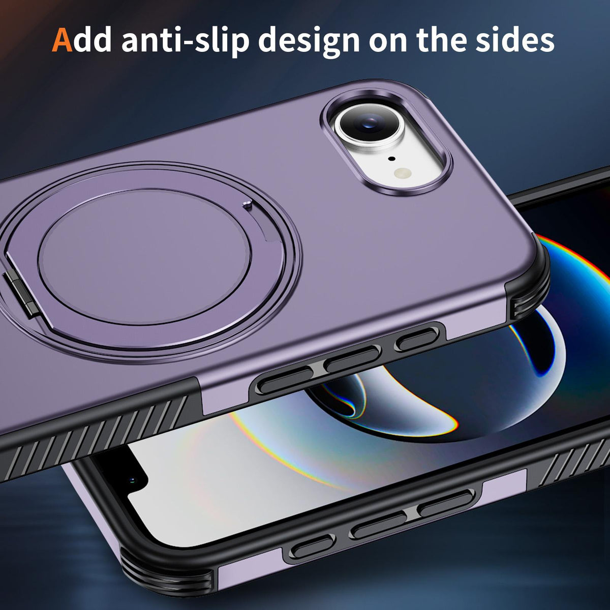 For iPhone 17e / 16e Magnetic 360 Rotating Holder Phone Case - Light Purple - EDA009861205F