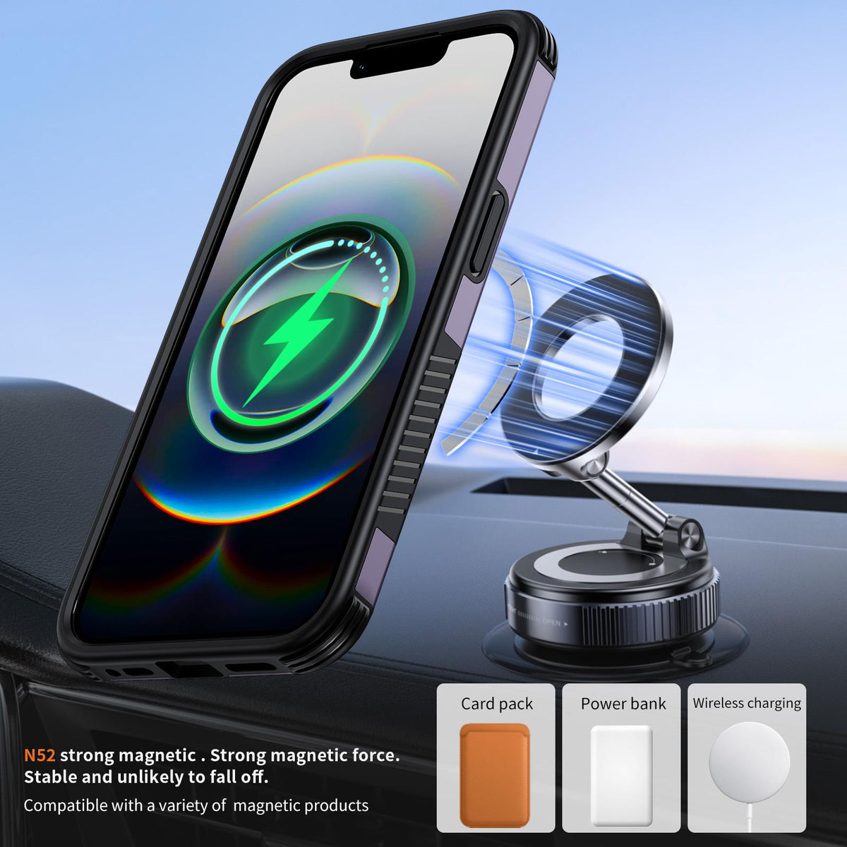 For iPhone 17e / 16e Magnetic 360 Rotating Holder Phone Case - Light Purple - EDA009861205F