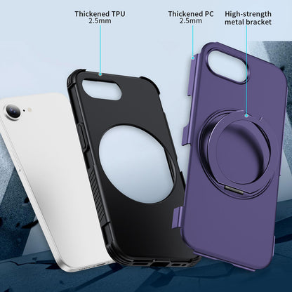 For iPhone 17e / 16e Magnetic 360 Rotating Holder Phone Case - Dark Purple - EDA009861205G