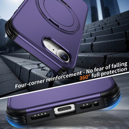 For iPhone 17e / 16e Magnetic 360 Rotating Holder Phone Case - Dark Purple - EDA009861205G