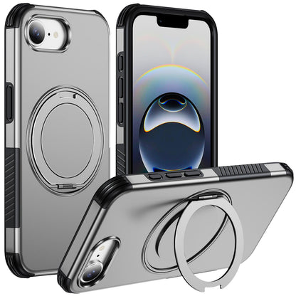 For iPhone 17e / 16e Magnetic 360 Rotating Holder Phone Case - Silver - EDA009861205H