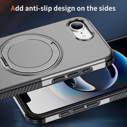 For iPhone 17e / 16e Magnetic 360 Rotating Holder Phone Case - Silver - EDA009861205H