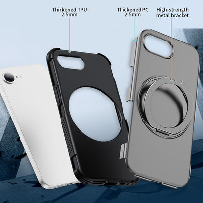 For iPhone 17e / 16e Magnetic 360 Rotating Holder Phone Case - Silver - EDA009861205H