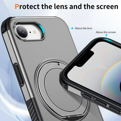 For iPhone 17e / 16e Magnetic 360 Rotating Holder Phone Case - Silver - EDA009861205H