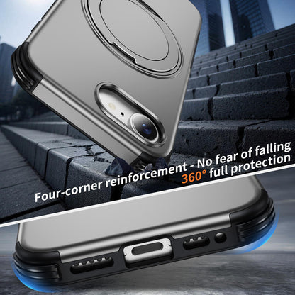 For iPhone 17e / 16e Magnetic 360 Rotating Holder Phone Case - Silver - EDA009861205H