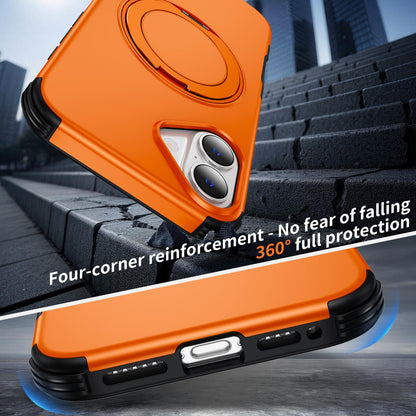 For iPhone 16 Plus Magnetic 360 Rotating Holder Phone Case - Orange - EDA009861206A