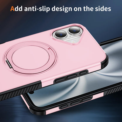 For iPhone 16 Plus Magnetic 360 Rotating Holder Phone Case - Pink - EDA009861206B