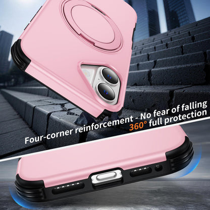 For iPhone 16 Plus Magnetic 360 Rotating Holder Phone Case - Pink - EDA009861206B
