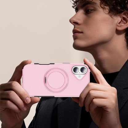 For iPhone 16 Plus Magnetic 360 Rotating Holder Phone Case - Pink - EDA009861206B