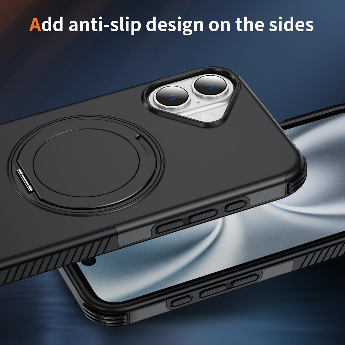 For iPhone 16 Plus Magnetic 360 Rotating Holder Phone Case - Black - EDA009861206C