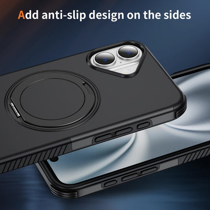 For iPhone 16 Plus Magnetic 360 Rotating Holder Phone Case - Black - EDA009861206C